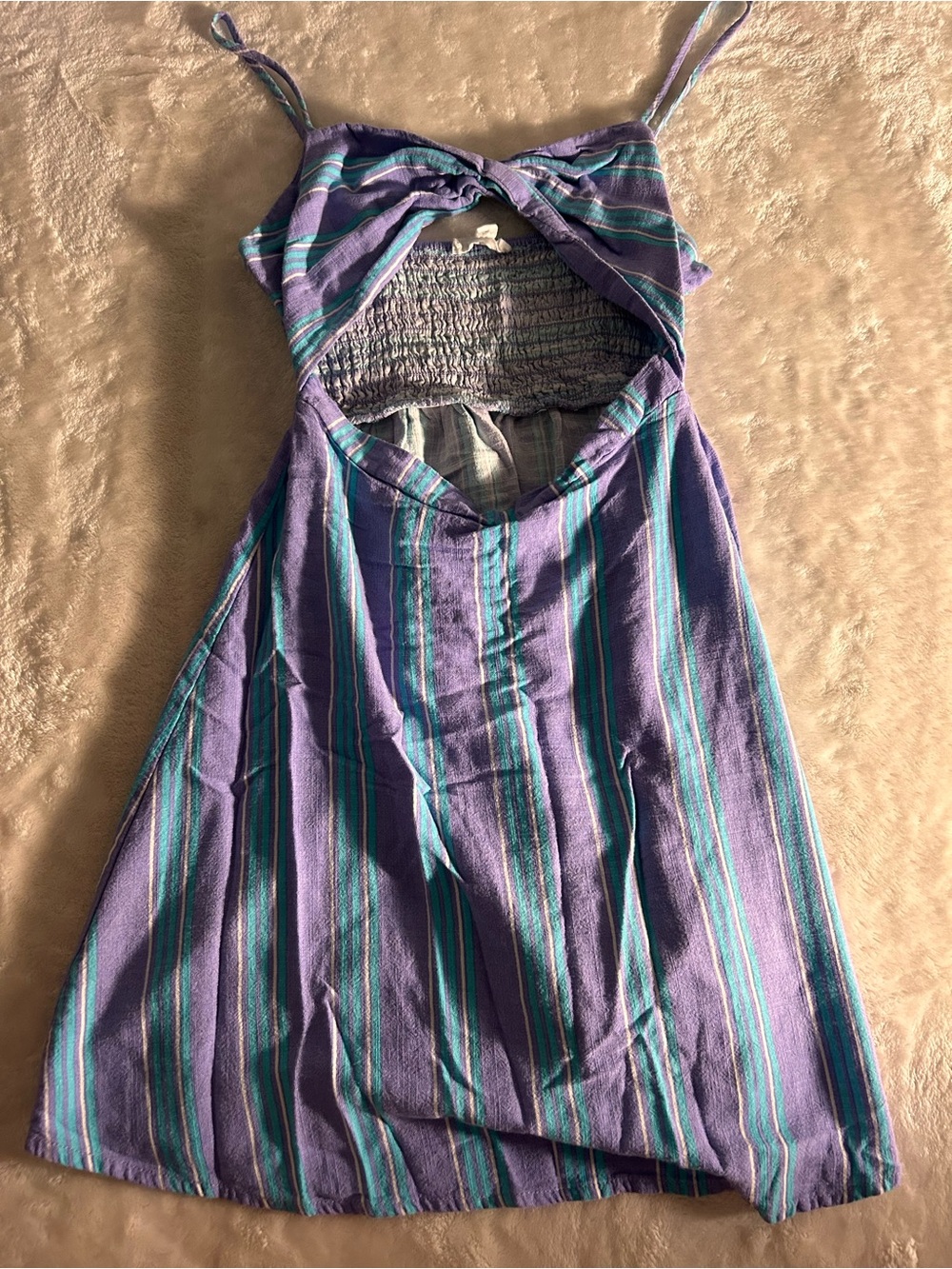 Purple Stripe Summer Sundress with Cutout
